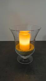 Windlicht met steentjes en ledkaars, Ophalen, Zo goed als nieuw