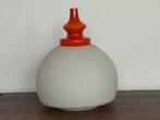 Abat-jour en opaline blanc et orange – Vintage années 60/7, Enlèvement, Utilisé, Blanc, Rond