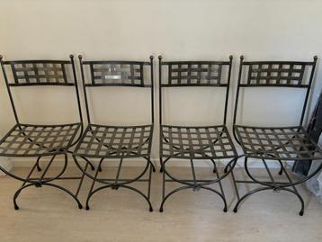 Set van 4 antieke metalen stoelen