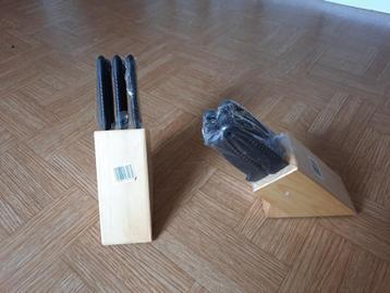 splinternieuwe houten blok met 6 sterke snijmessen 