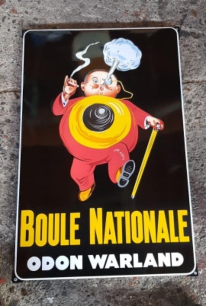 Boule Nationale odon warland retro emaillen reclame bord, Verzamelen, Merken en Reclamevoorwerpen, Nieuw, Reclamebord, Ophalen of Verzenden