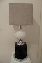 DESIGN 70' : Tafellamp in émail - chroom & stoffen kap., Ophalen