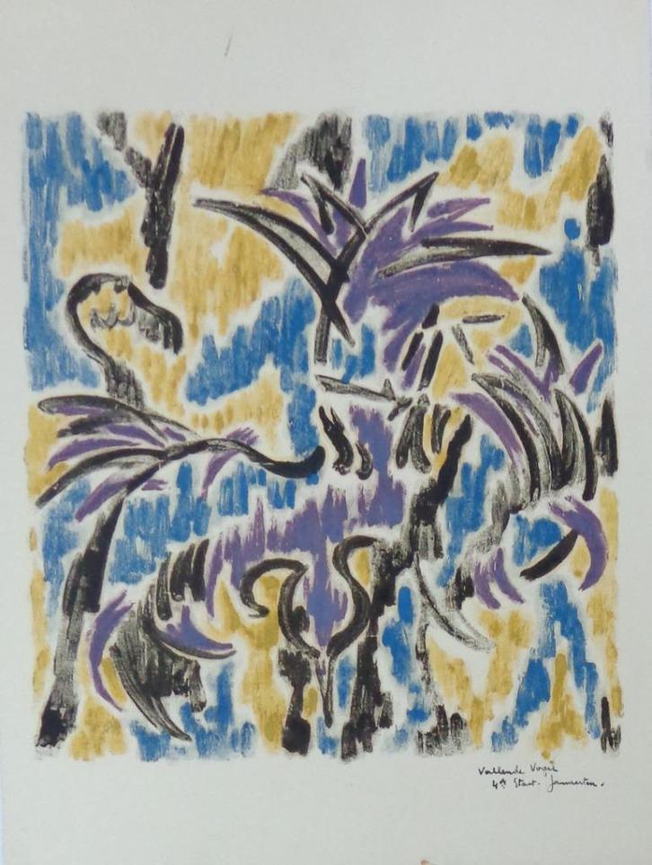 JAN VAERTEN / VALLENDE VOGEL / MONOTYPE / 70x60cm / SIG, Antiek en Kunst, Kunst | Schilderijen | Modern, Ophalen of Verzenden