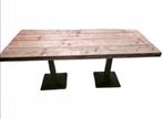 Tafel steigerhout met zwart metalen poten., Huis en Inrichting, Tafels | Eettafels, Ophalen, Zo goed als nieuw