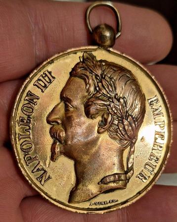 Verguld met fijn goud medaille Napoleon III, Ophalen, Goud