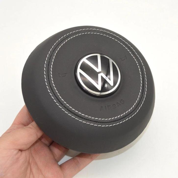 Volkswagen leer airbag cover chrome wit Golf Polo, Auto-onderdelen, Besturing, Volkswagen, Nieuw, Ophalen of Verzenden