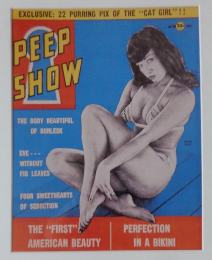POP ART / BETTIE PAGE / PEEP SHOW / COVER / 58x47cm / KADER, Antiek en Kunst, Kunst | Litho's en Zeefdrukken, Ophalen of Verzenden
