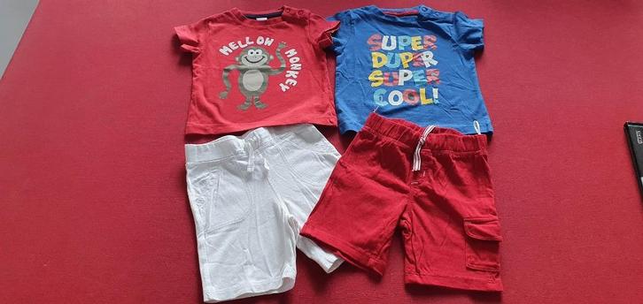 Ensemble de 2 t-shirts et 2 shorts - Taille 74 - Baby Club, Kinderen en Baby's, Babykleding | Maat 74, Zo goed als nieuw, Jongetje