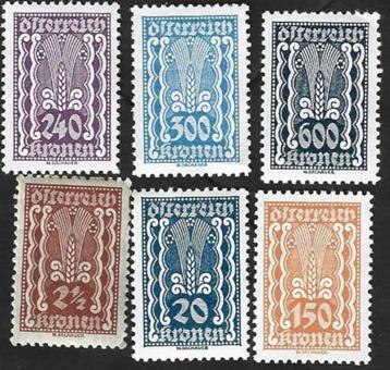 6 Postzegels Oostenrijk 1922 Symbolische voorstellingen beschikbaar voor biedingen