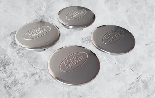 Zilver Land Rover Naafdoppen Chrome rand 62mm set van 4, Auto diversen, Wieldoppen, Nieuw, Verzenden
