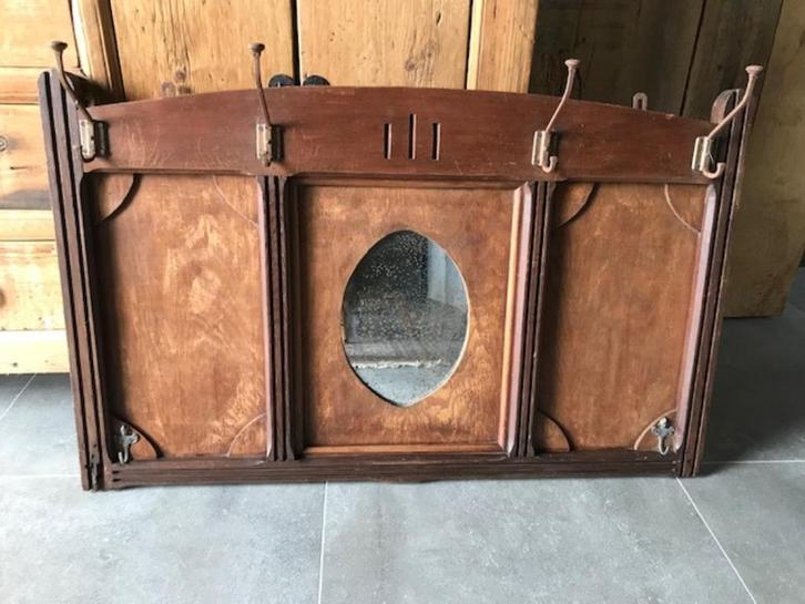Retro kapstok met spiegel, Huis en Inrichting, Woonaccessoires | Kapstokken, Gebruikt, Wandkapstok, 100 tot 150 cm, Hout, Ophalen