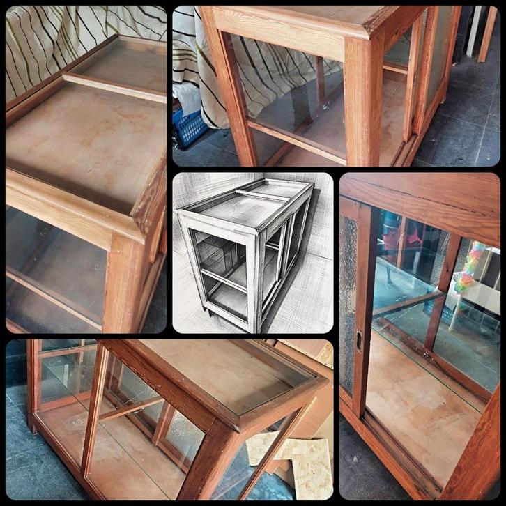 Leuk eertijds balie/vitrinekast, Huis en Inrichting, Kasten | Vitrinekasten, Gebruikt, Minder dan 100 cm, 100 tot 150 cm, 50 tot 75 cm