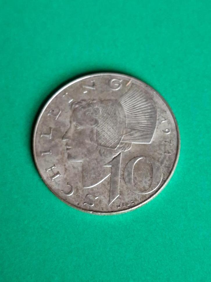 1971 Autriche 10 schillings en argent, Timbres & Monnaies, Monnaies | Europe | Monnaies non-euro, Monnaie en vrac, Autriche, Argent