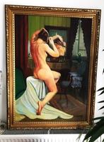 Peinture érotique huile sur toile Geo De Brauwer 110 x 80 👀, Antiquités & Art, Enlèvement ou Envoi