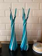 Stel opaline vaasjes, Ophalen, Zo goed als nieuw, Blauw, Minder dan 50 cm