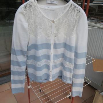 Twinsetje wit kant strepen blauw Blugirl mt 40 (it44) beschikbaar voor biedingen