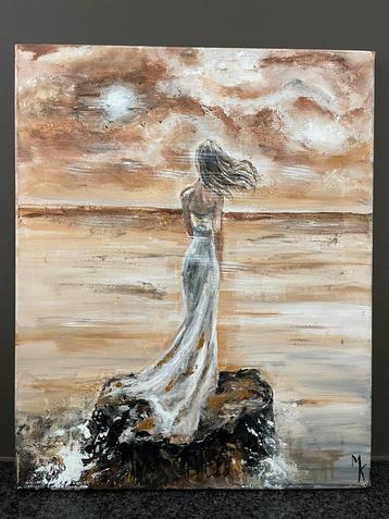 Sensueel schilderij met zandkleuren Mk Art beschikbaar voor biedingen
