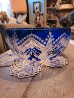 Grote blauwe kristallen coupe v.s.l, Antiek en Kunst, Ophalen