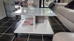 wit vierkant salontafel met glas, Huis en Inrichting, Tafels | Salontafels, Ophalen, 50 tot 100 cm, Glas, Vierkant