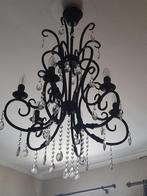 A vendre: lustre noir avec pampilles, Ophalen, Zo goed als nieuw, Metaal