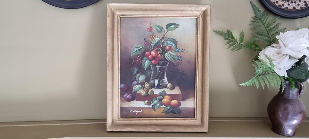 Stilleven door J. Magus ingekaderd, Antiek en Kunst, Kunst | Schilderijen | Klassiek, Ophalen