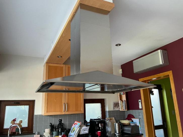Hotte Îlot Novy Agura 90 cm - Inox -  Liège, Electroménager, Hottes, Comme neuf, Autoportant, 400 à 600 m³/h, Moteur, Enlèvement
