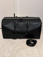 Prada Saffiano Leer Duffle Bag / Reistas, 40 tot 60 cm, 30 cm of meer, Zwart, Minder dan 35 cm