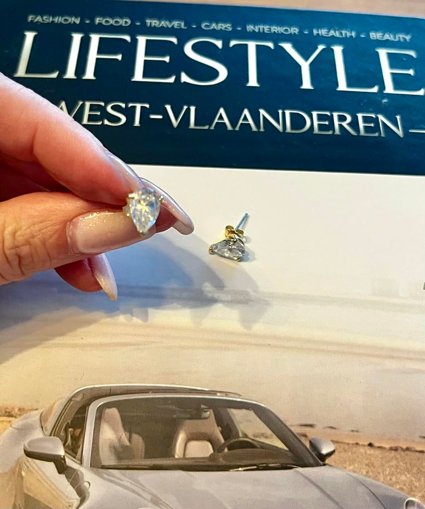 Oorstekers oorbellen moissanite diamant 2 ct goud 18 k, Bijoux, Sacs & Beauté, Boucles d'oreilles, Enlèvement ou Envoi, Or, Or