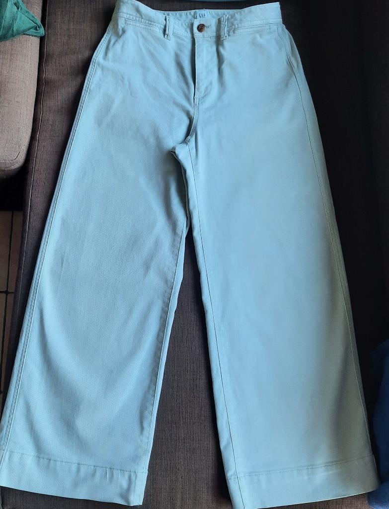 Pantalon vert très clair wide legs 3/4 GAP, GAP, Driekwart, Gedragen, Groen