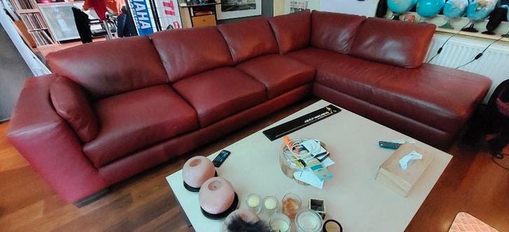 LEDEREN ZITHOEK SOFA ZETEL HOEKSALON, Huis en Inrichting, Zetels | Complete zithoeken, Gebruikt, Leer, Ophalen