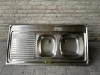 Dubbele inox spoelbak keuken, Huis en Inrichting, Keuken | Keukenelementen, Ophalen, Gebruikt, 50 tot 75 cm, 100 tot 150 cm