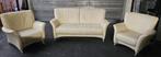 Élégante garniture de salon en cuir blanc, Enlèvement ou Envoi, Utilisé, Cuir