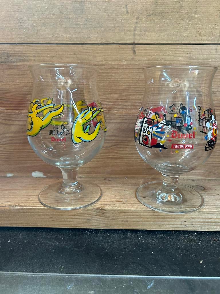 Duvel glas 666 en Henri pfr, Ophalen of Verzenden, Zo goed als nieuw, Glas of Glazen, Duvel
