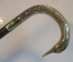 art nouveau nickled silver wandelstok met zwanen kop, Antiek en Kunst, Verzenden