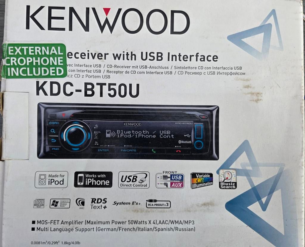 Kenwood KDC-BT50U compleet met doos, Ophalen, Zo goed als nieuw