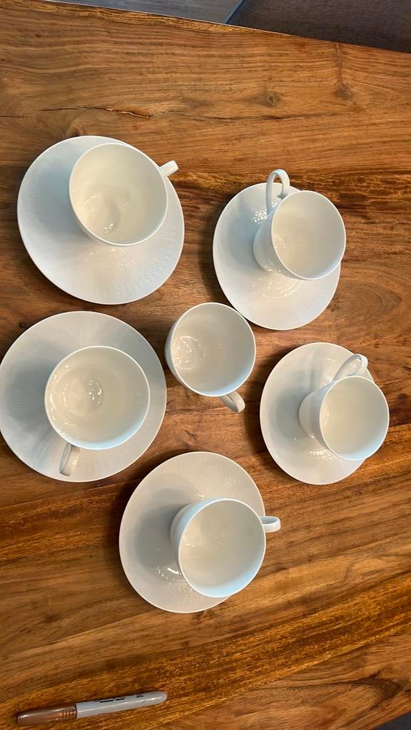Rosenthal kopjes + schotels 6/5 wit porselein, Antiek en Kunst, Antiek | Servies compleet, Ophalen
