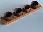 4 vintage houten eierdopjes, Deens, jaren 60, Ophalen of Verzenden