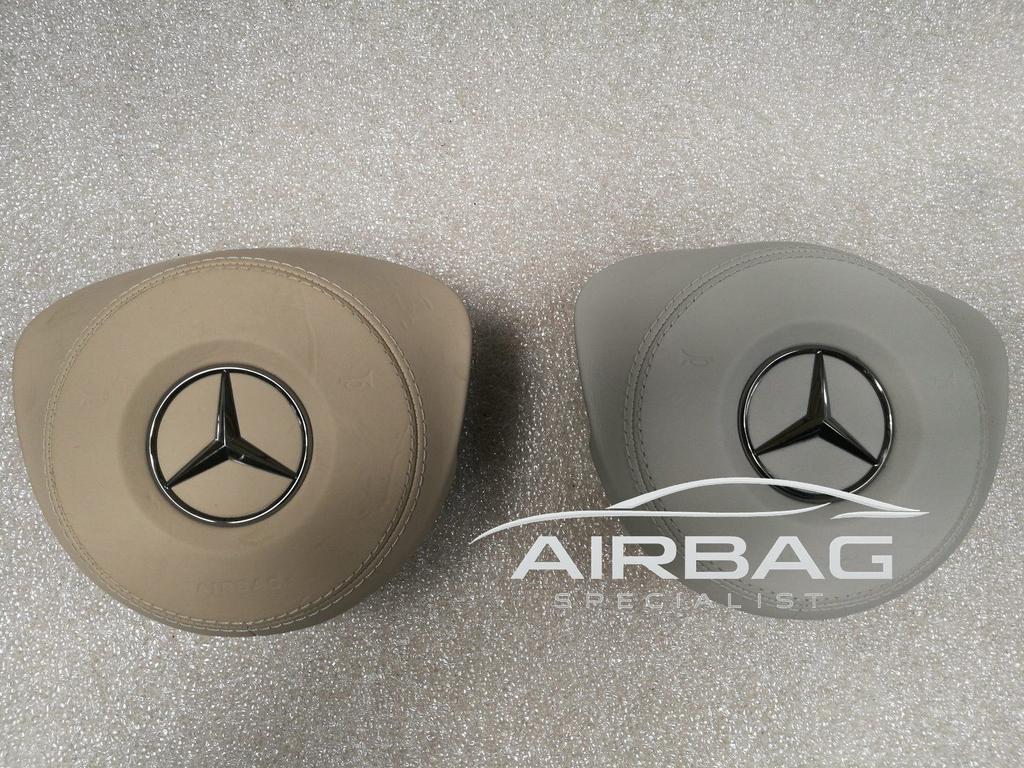 Stuur airbag Mercedes AMG leer grijs beige A-class W176 face, Gebruikt, -, Ophalen of Verzenden, -