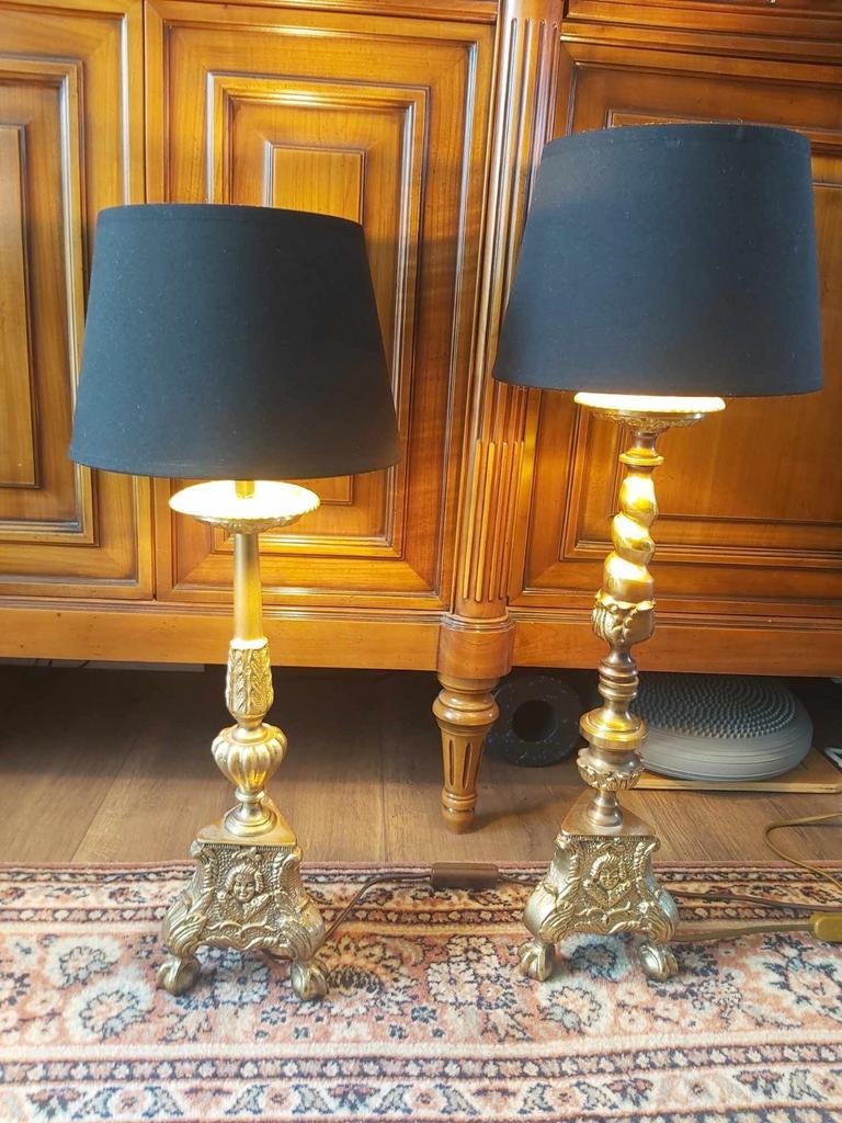 Twee karaktervolle bronzen tafellampen te koop – een echte, Antiek en Kunst, Antiek | Verlichting, Ophalen of Verzenden