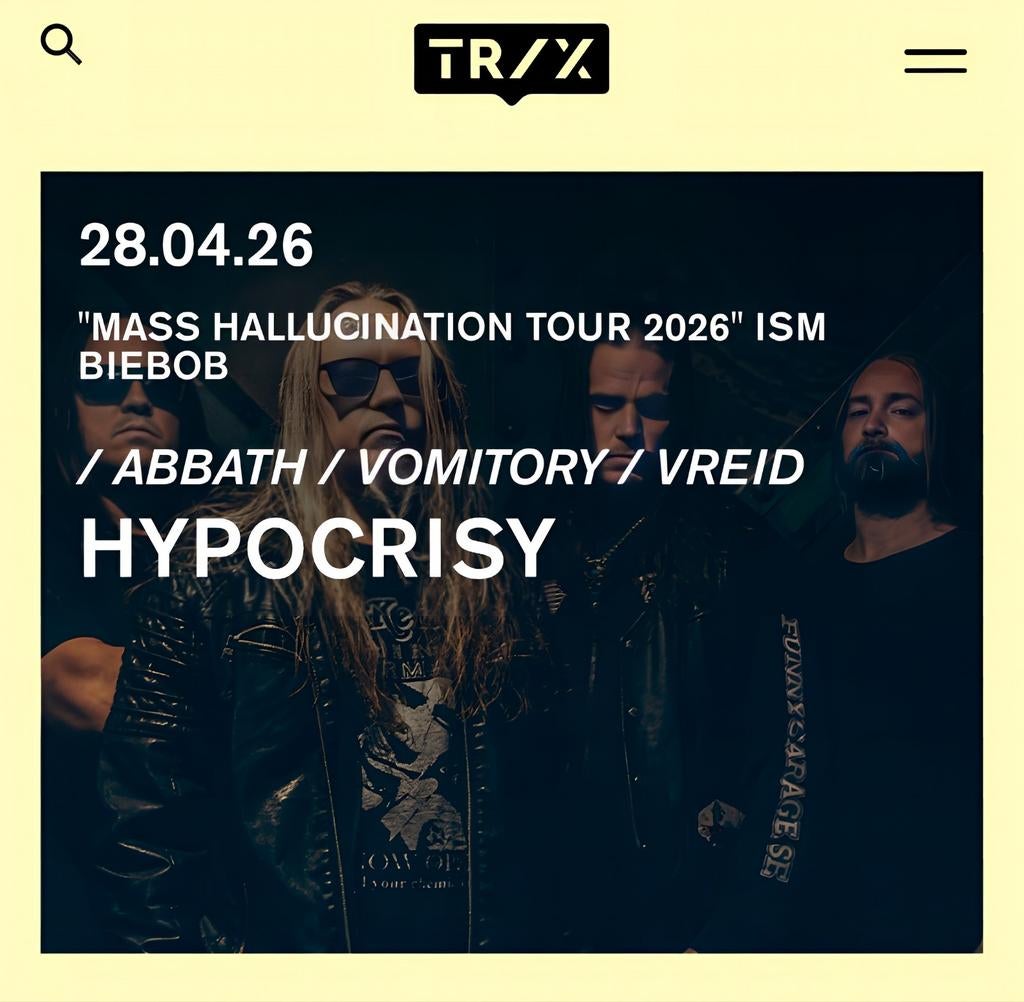 2x billets - Hypocrisy, 28 avril, Trix Antwerp