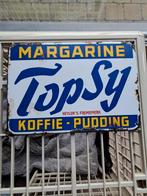 emaille bordje margarine Topsy koffie-pudding, Verzamelen, Ophalen of Verzenden