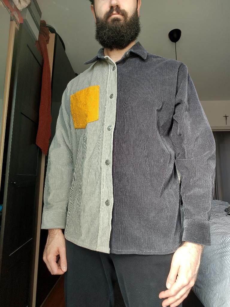 Meerkleurig velours hemd Zara large [L], Zara, Blauw, Ophalen of Verzenden, Zo goed als nieuw