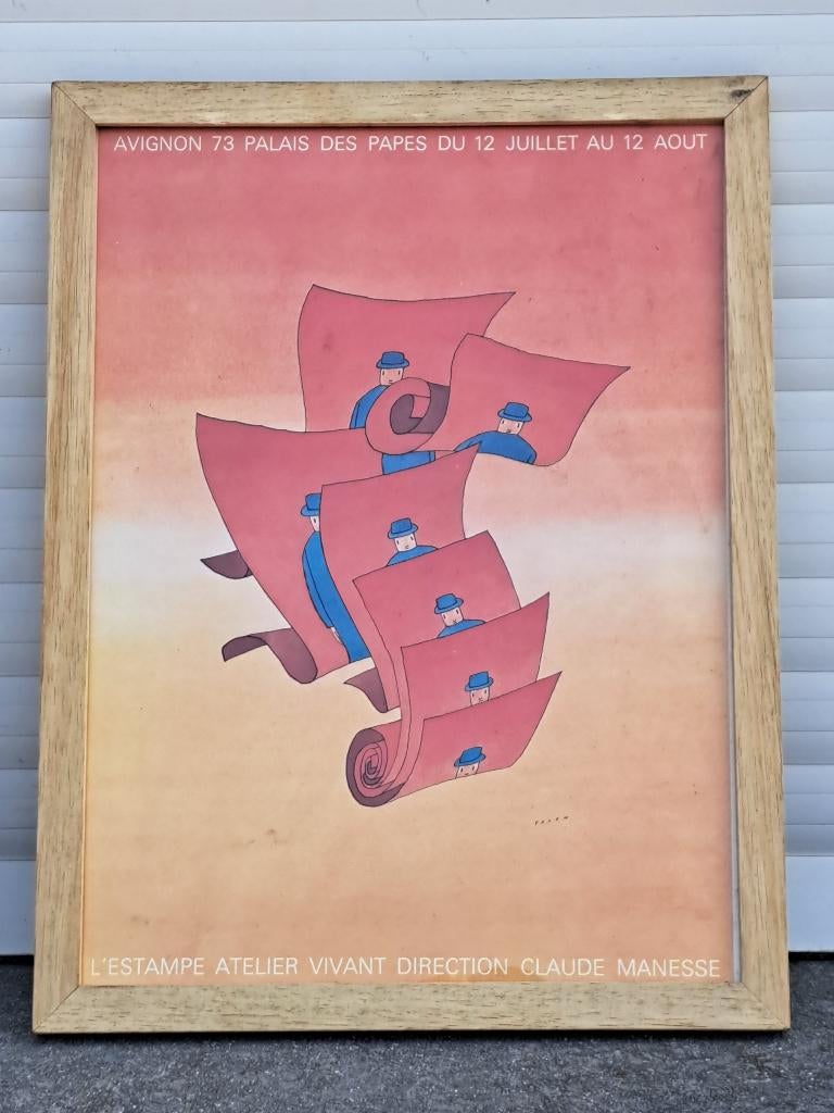 Lithographie avignon 73 de jean michel folon, Ophalen of Verzenden