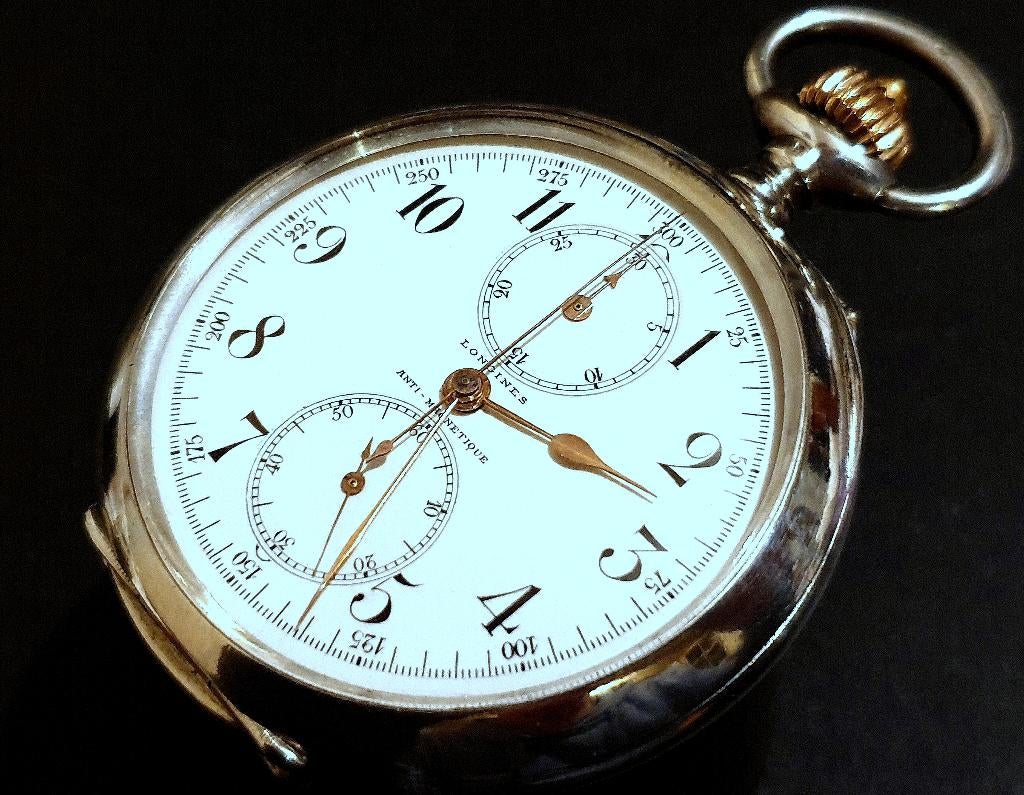 Antiek zilveren zakhorloge LONGINES CHRONOGRAAF 1906, Bijoux, Sacs & Beauté, Bijoux anciens, Enlèvement ou Envoi, Argent, Autres types