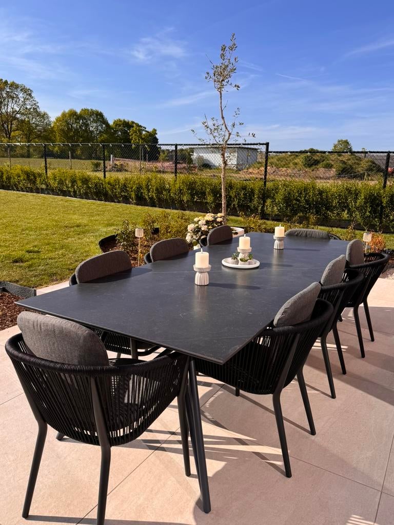 Bristol tuinset antraciet met keramiek tafelblad, Enlèvement, Comme neuf, Salons de jardin