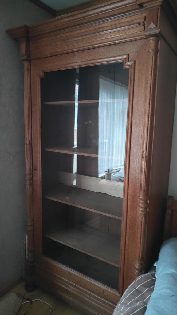eiken kast met glas deur, Antiek en Kunst, Ophalen