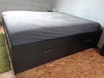 Dubbel bed (160/200), zwart, met opberglades Ikea brimnes, Enlèvement, Noir