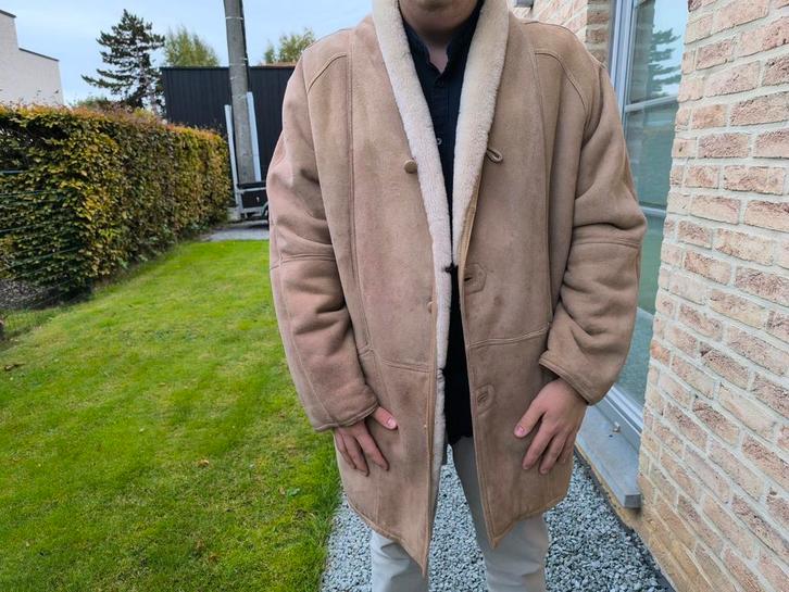 Jas van echt schapenvacht voor heren - maat XXL (58-60), Kleding | Heren, Jassen | Winter, Gedragen, Maat 56/58 (XL), Beige, Ophalen