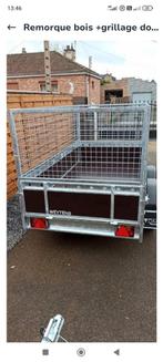 Remorque NEUVE doubles essieux 2m60 1m30 avec rehausses gril, Auto diversen, Aanhangers en Bagagewagens, Ophalen, Nieuw