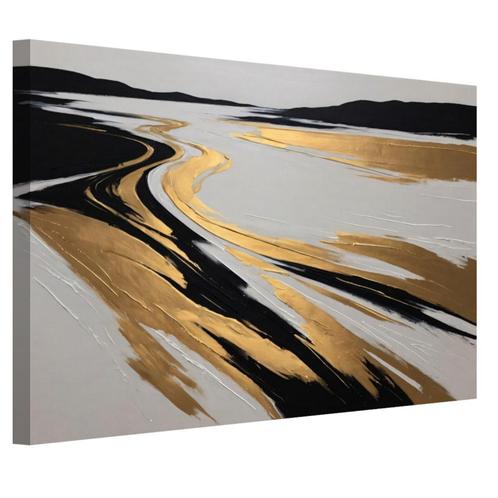 Route vers la plage avec toile dorée 60x40cm - 18mm., Antiquités & Art, Art | Peinture | Abstraite, Envoi